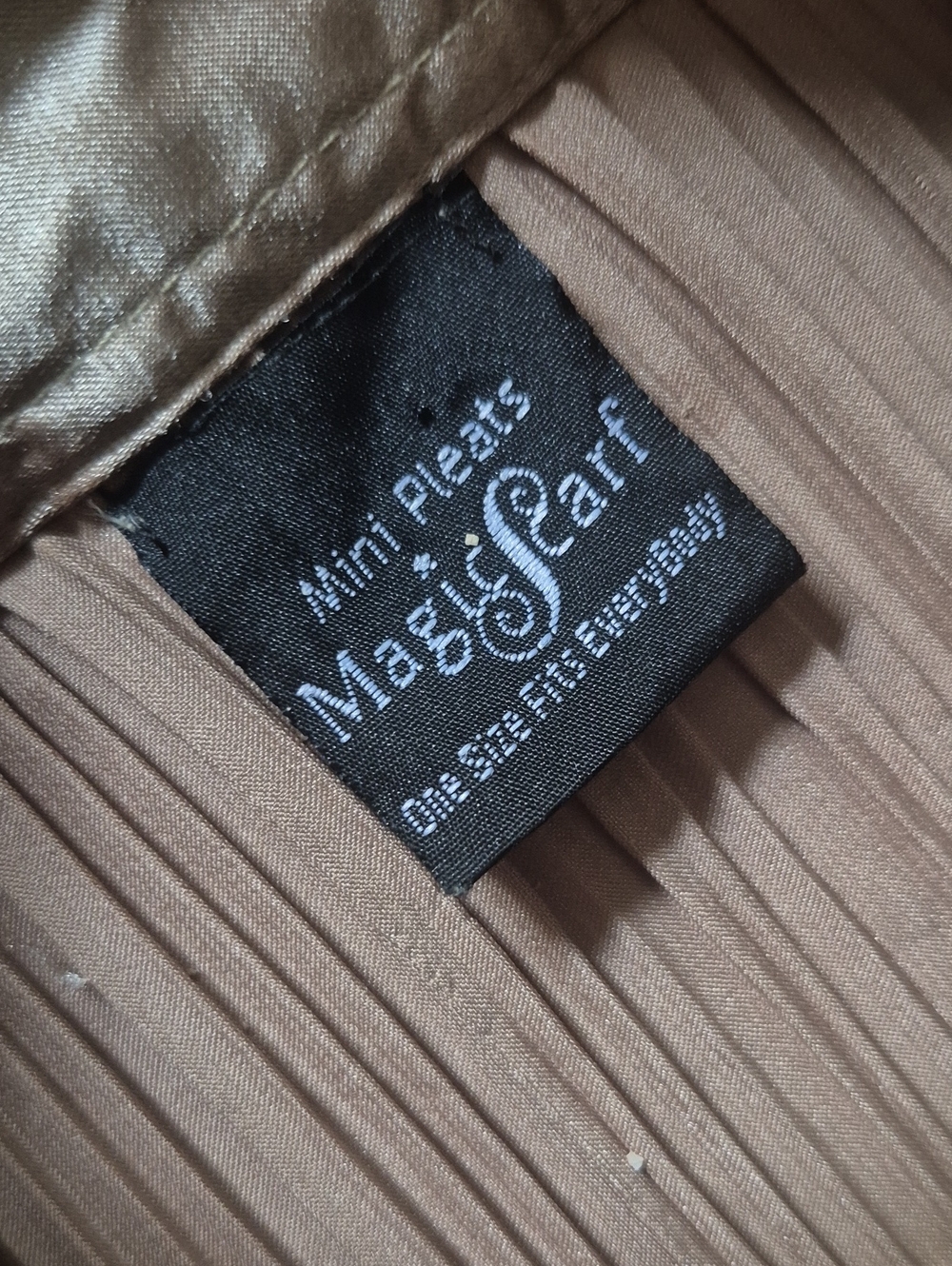 Mini Pleats Magic Scarf Ladies Mini Pleated Button Up Vintage Top - Taupe